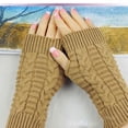 thumbnail image 2 of Womens Fingerless Gloves Winter Warm Knit Crochet Thumbhole Arm Warmers, 2 of 5