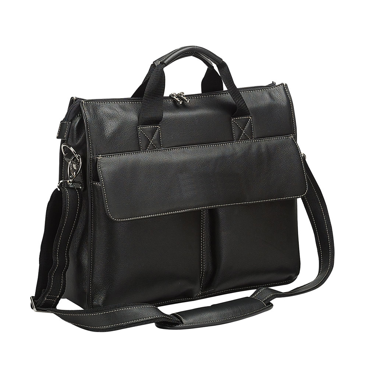BLACK ZIP LEATHER BRIEFCASE