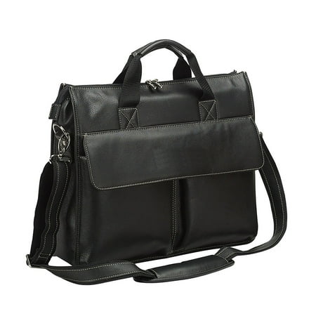 BLACK ZIP LEATHER BRIEFCASE