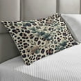 thumbnail image 2 of Ambesonne Leopard Print Quilted Pillowcover, Bold Eucalyptus Leaf, 30" x 20", Camel and Laurel Green, 2 of 2