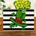 thumbnail image 2 of Washable Kitchen Placemats Set of 4, St. Patrick's Day Table Mats for Dining Table Party, Black and White Stripes Green Polka Dot Lucky Clovers Non-Slip Heat-Insulation Place Mat Sets, 2 of 5