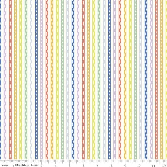 New Box of Crayons Stripe Cloud Cotton Fabric (1 Yard)