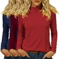 thumbnail image 5 of Women's 3-Pack Thermal Fleece Turtleneck Sweaters, Solid Color Derong Knit Tops, Warm Base Layer Set, Soft Crewneck Pullovers, Winter Layering Basics, Cozy Long Sleeve Shirts Hot Pink L, 5 of 6