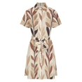 thumbnail image 5 of Abstract Beige Leaf Pattern Womens Shirt Dresses Women'S Short Sleeve Dress Turn-Down Collar Dress A Line Casuall Dress Oversize(XS-6XL), 5 of 7
