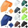 thumbnail image 3 of iaksohdu Men's Fashion Solid Color Suits Ties Necktie Cufflinks Hanky Set Tuxedo Suit, 3 of 8