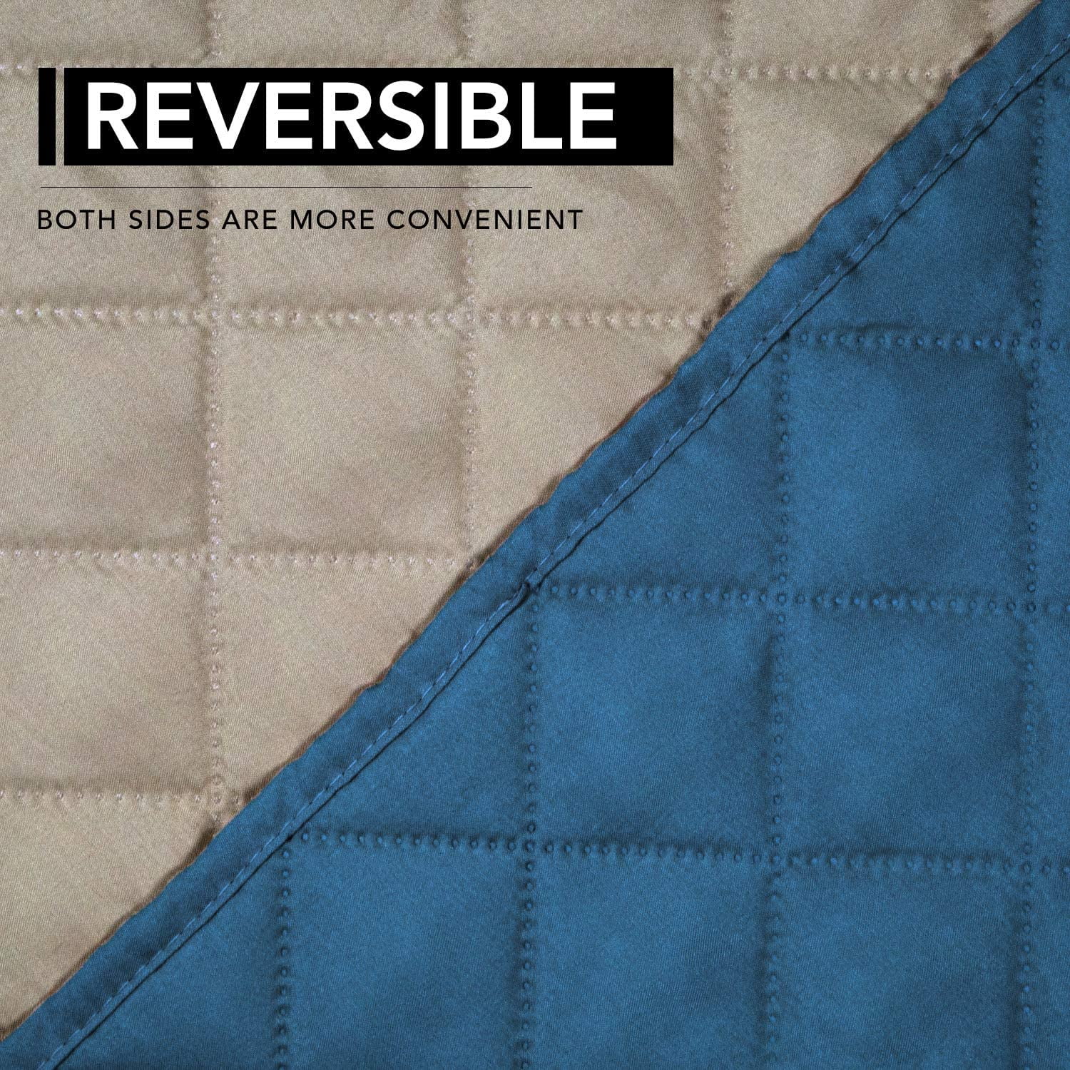 Easy-Going Reversible Water Resistant Recliner Cover with Elastic Straps, Peacock Blue/Beige