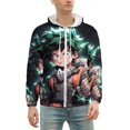 thumbnail image 2 of My Hero Academia Zip Up Hoodies Unisex Realistic 3D Print Sweatshirt Long Sleeve Hooded Jacket Coat 2XL, 2 of 8