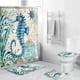 thumbnail image 5 of Juegos de baño de mar azul náutico, alfombrilla de baño, decoración de caballitos de mar, cortina de ducha de tela, 5 of 5