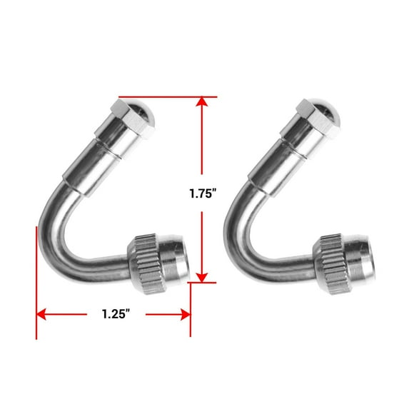 Pacific Dualies Valve Stem Extension 18135 Use With Inner Wheels And Outer Wheels; 135 Degree; Stainless Steel; With Caps; Set Of 2