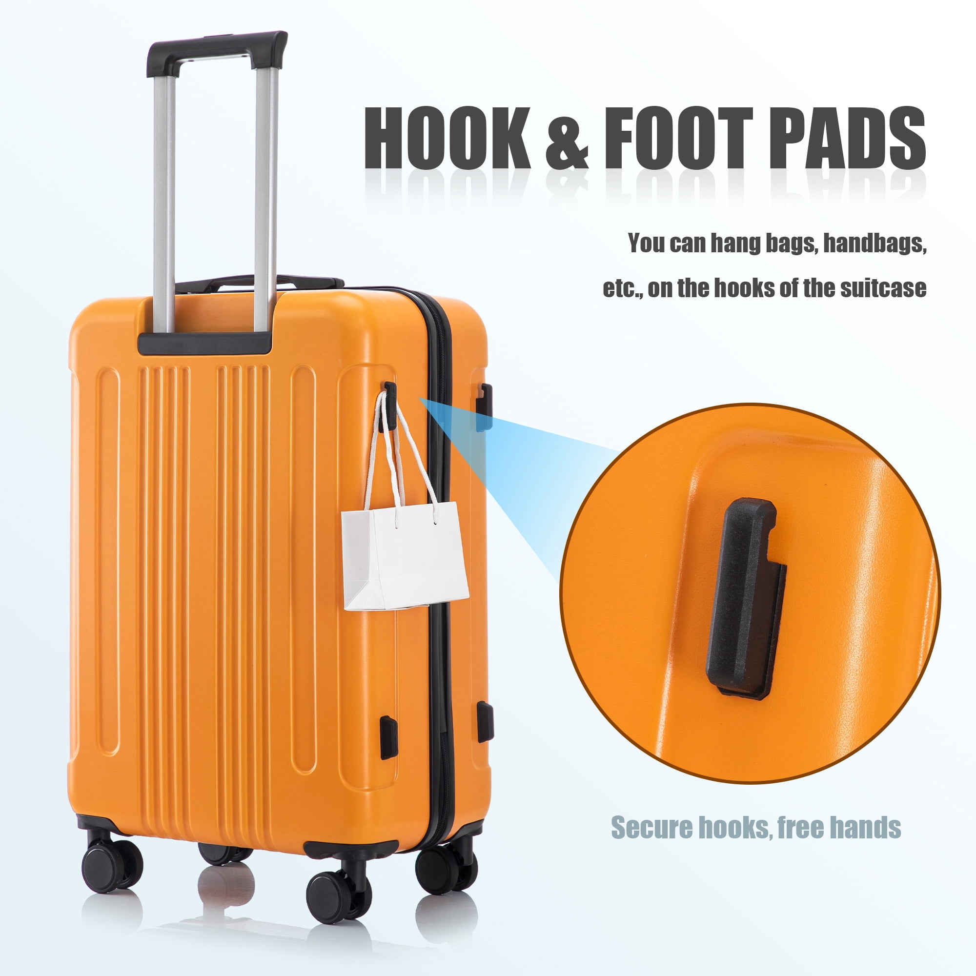 Alvantor 3 Piece Luggage Sets, ABS Spinner Suitcase with TSA Lock (20"/24"/28", Orange)