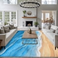 thumbnail image 3 of Blue Coastal Beach Area Rugs 5'x8', Washable Small Throw Rugs for Classroom Bedroom, Summer Nautical Ocean Beige Seaside Indoor Outdoor Rug Non-Slip Low Pile Carpet Runner Reversible Floor Mats, 3 of 8