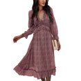 thumbnail image 1 of Honganda Robe Mode Femme Col en V Imprimé Manches Trois-Quarts, 1 of 9