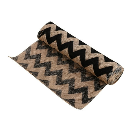 

FRCOLOR 275x30cm Burlap Linen Table Runner Wave Strips Patterned Decorative Wedding Table Runners for Christmas Party Dining Supplies (Black)