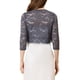 thumbnail image 3 of Inspire Chic Cárdigan de Encaje Floral para Mujeres con Mangas 3/4, Top Transparente, Gris Oscuro, Talla L, 3 of 6