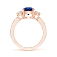 thumbnail image 2 of ANGARA Lab Grown 1.6 Ct Three Stone Blue Sapphire and Lab Diamond Ring for Women in 14K Rose Gold (Size-7mm) | September Birthstone, Anniversary, Jewelry Gift for Women | Lab-Grown Blue Sapphire Ring, 2 of 7