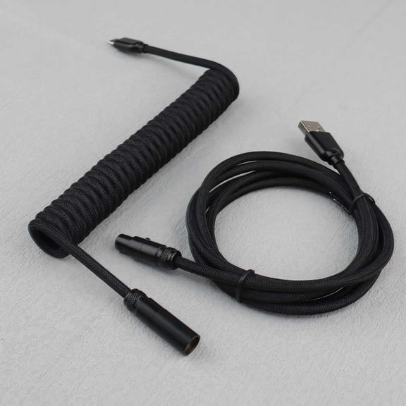 Mini XLR USB to Type-C Coiled Paracorded Cable for Mechanical Keyboard Braided USB Keyboard Cord