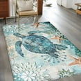 thumbnail image 3 of Teal Sea Turtle Coastal Area Rugs 2.7x5 for Living Room, Nautical Summer Beach Starfish Non Slip Washable Rug Runner, Low Pile Indoor Floor Carpet Mat Bathroom Rugs for Bedroom, Kids Room, 3 of 9