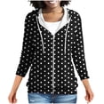 thumbnail image 2 of Trikvn Women's Polka Dot Zip Up Hoodies Long Sleeve Lightweight Sweatshirts Classic Printed Full Zip Jacket with Pockets and Drawstring Casual Outerwear for Fall Fashion, 2 of 7