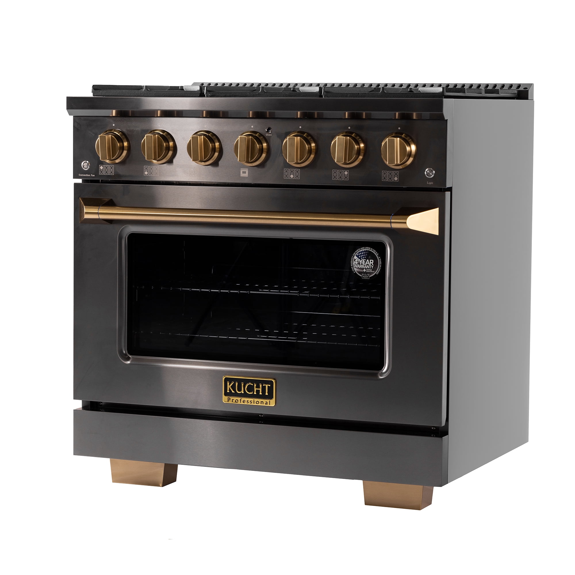 36 in. 5.2 cu. ft. Dual Fuel Range for Propane Gas in Titanium Stainless Steel