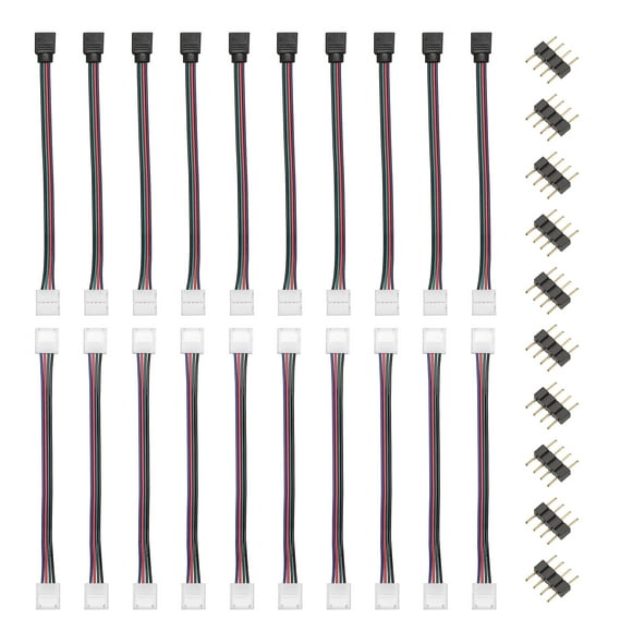 Unique Bargains Kit de Connecteur LED RGB 4 Broches 10mm Sans Soudure Bande à Bande Contrôleur Jumper