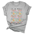 thumbnail image 3 of Graphic Tennis Tees for Women T-Shirts for Women Casual Crew Neck Top with Print Design in Summer Short Sleeve Loose Fit for Everyday Wear Gray 3XL, 3 of 4