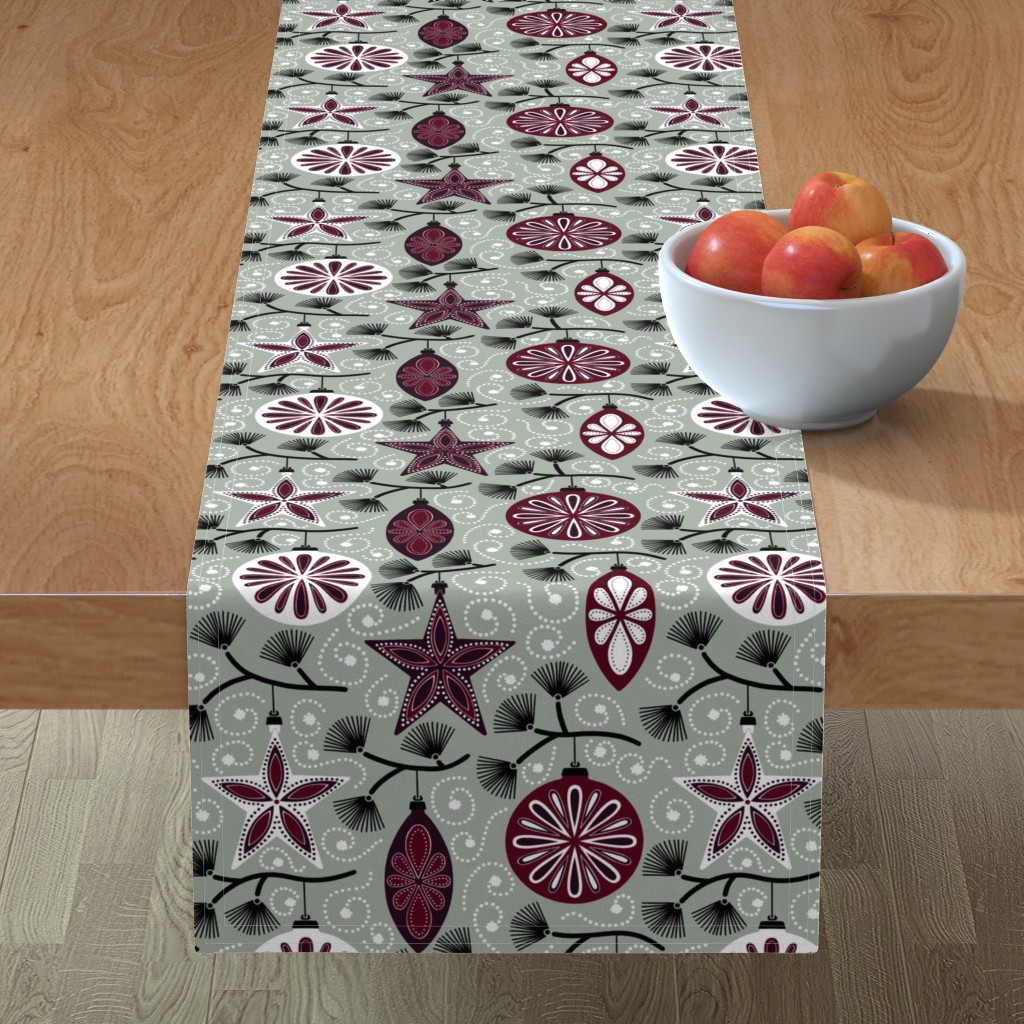 Table Runner Holiday Ornaments Christmas Tree Winter Decorations Cotton