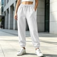 thumbnail image 5 of Womens High Waisted Baggy Sweatpants Fleece Lined Sweatpants Fall Winter Athletic Joggers Lounge Trousers Cinch Bottom Sweatpants, 5 of 5