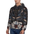 thumbnail image 3 of Wukai Midnight Butterfly Floral Dream Print Men Hoodies Fleece Sweatshirts Long Sleeve Sweaters Pullover Fall Outfits Winter Clothes-4X-Large, 3 of 7