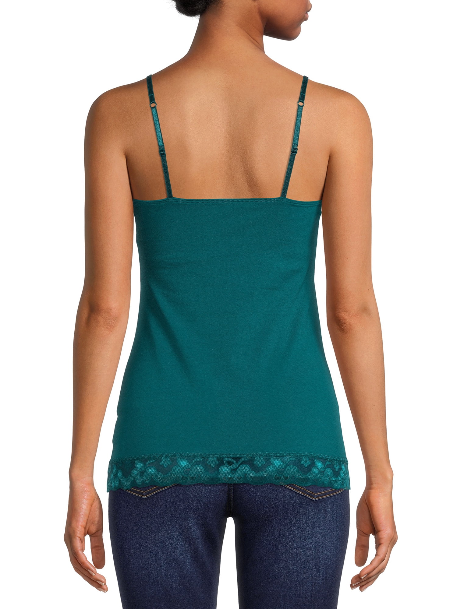 No Boundaries Junior's Lace Trim Cami with Shelf Bra