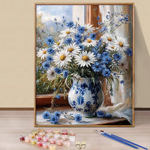 JYLMOOD Paint by Numbers for Adults Kits, DIY Easy Painting by Numbers for Gift Home Wall Decoration 16x20in without Frame - Daisy