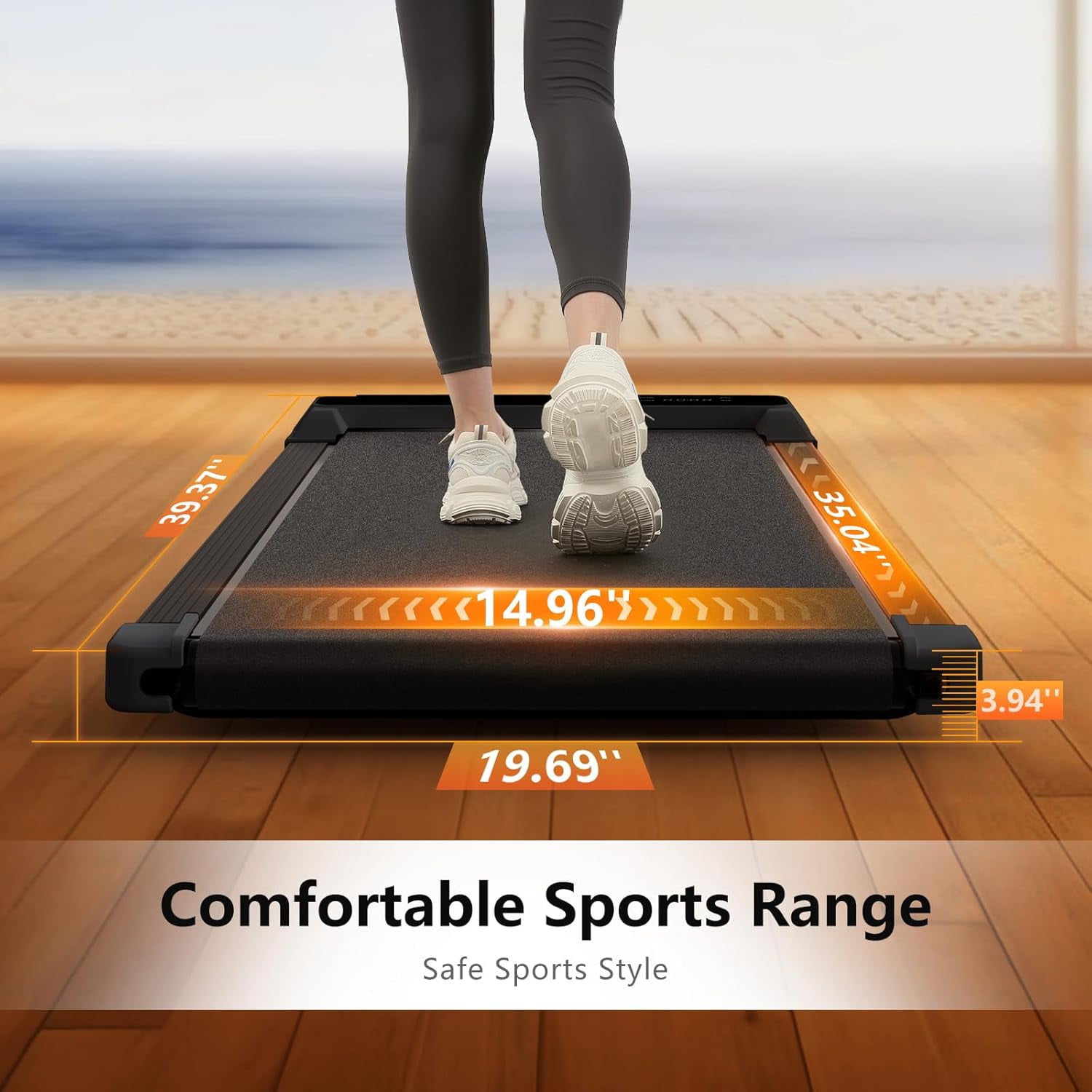 JURITS 2-in-1 Walking Pad and Jogging Under-Desk Treadmill with Remote Control, Portable LED Display, Black