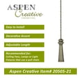 thumbnail image 3 of Aspen Creative 20505-21, 12" Plated Bronze Finish Metal Knob with Pull Chain, 3 of 8