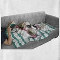 thumbnail image 6 of Pitbull Soft Flannel Fleece Blanket, Portrait of English Pitbull Wearing Sunglassess with Hello Summer Words on Stripes, Cozy Plush for Indoor and Outdoor Use, 60" x 80", Multicolor, by Ambesonne, 6 of 6