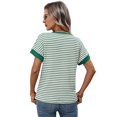 thumbnail image 5 of Women'S Short Sleeve Knit Tops Trendy Crewneck Striped T Shirts Casual Summer Blouses Outfits Green XL, 5 of 10