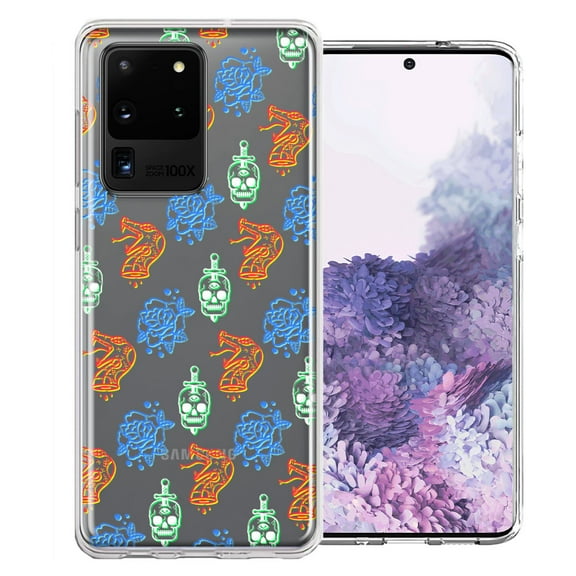 MUNDAZE For Samsung Galaxy S20 Ultra Snakes Skulls Roses Design Double Layer Phone Case Cover