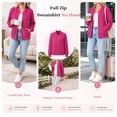thumbnail image 3 of LLYWEY Women's Fleece Zip Up Sweatshirt Jacket No Hood, Long Sleeve Casual Fall Outerwear with Side Pockets, Pinky, M, 3 of 9