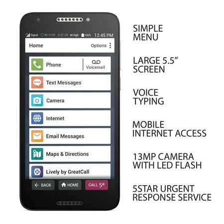 Lively™ - Jitterbug Smart2 Smartphone for Seniors - Black