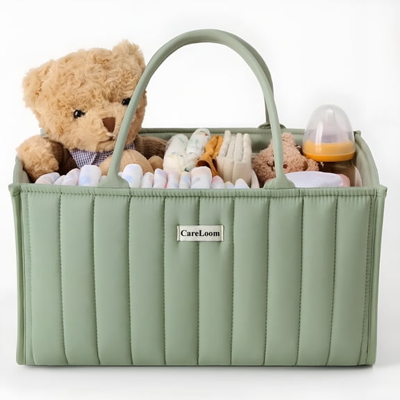 AOMRCOL Baby Diaper Bags Caddy Organizer,Stylish Nursery Storage Basket - Gift for Baby Shower,Baby Registry Must Have,Newborn Essentials - Baby Caddy Organizer for Diaper Station - Sage Green