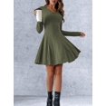 thumbnail image 5 of Long-Sleeved Sweater Dress, Autumn Dress, Round Neck, High Waist, Slim Dress, Women'S Casual Dress Army Green M, 5 of 9