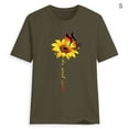 thumbnail image 5 of Blouse Été Manches Courtes T-shirt Imprimé Tournesol Femmes Femmes Tournesol Blouse Col Rond Top, Vert, S, 5 of 5
