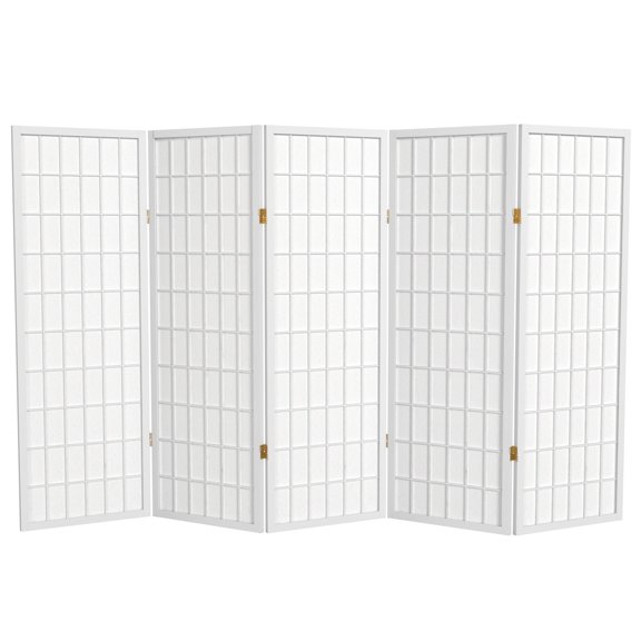 4 ft. Tall Window Pane Shoji Screen - White - 5 Panels