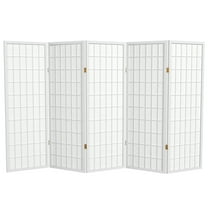 Red Lantern 4 ft. Short Window Pane Shoji Screen - White - 5 Panels