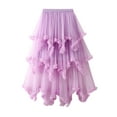 thumbnail image 4 of Caoirhny Women Layered Tulle Long Skirt, Fashion High Waist Solid Color Frill Trim Ruffle Midi Skirt, 4 of 9