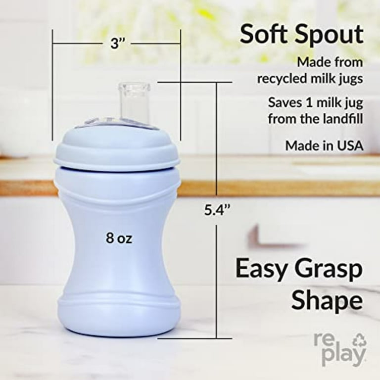 Re-Play Baby Sippy Cups for Toddlers 2pk Soft Spout Sippy Cup Ice Blue Mint