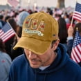 thumbnail image 5 of 250 Anniversary USA Hat 4th of July American Flag Cap Adjustable Retro Denim Hat Patriotic Commemorative Gift for Veterans History Lovers,Yellow, 5 of 6