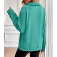 thumbnail image 3 of SWSMCLT Women's Fashion Sweatshirt Pullover Fall Regular Fit Long Sleeve Lapel Sweatshirt Half Zip Kangaroo Pocket Mint Medium, 3 of 5