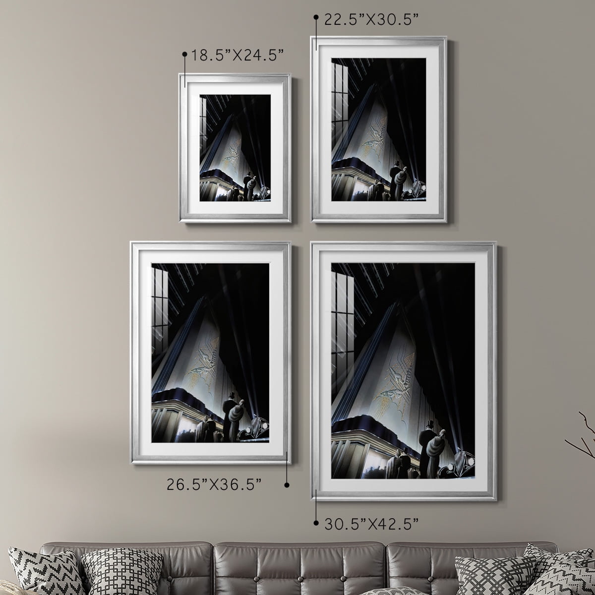 Wexford Home Nocturne Premium Framed Print, 26.5" x 36.5" - Ready to Hang, Silver (Set of 2)