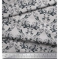 thumbnail image 2 of Soimoi Grey polyester Crepe Fabric Filigree Damask Printed Fabric 1 Yard 42 Inch Wide, 2 of 3