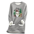 thumbnail image 3 of Feancey Christmas Sweatshirts for Women Fleece Lined Pullover Cute Snowman Print Crewneck Tops Winter Thermal Loungewear Pajamas with Pockets Dark Gray XXL, 3 of 4