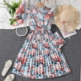 thumbnail image 3 of MANHUJI Girl Dress Girls Big Kids Summer Sleeveless Floral Print Princess Dresses Dresses 7 12 Years Old Girls Back To School Clothes Girl Dresses Jr Bridesmaid Dresses (Blue,9Y), 3 of 6